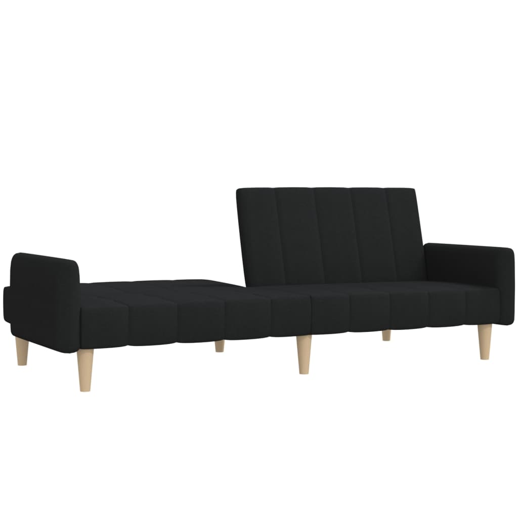 vidaXL Canapea extensibilă cu 2 locuri, negru, material textil