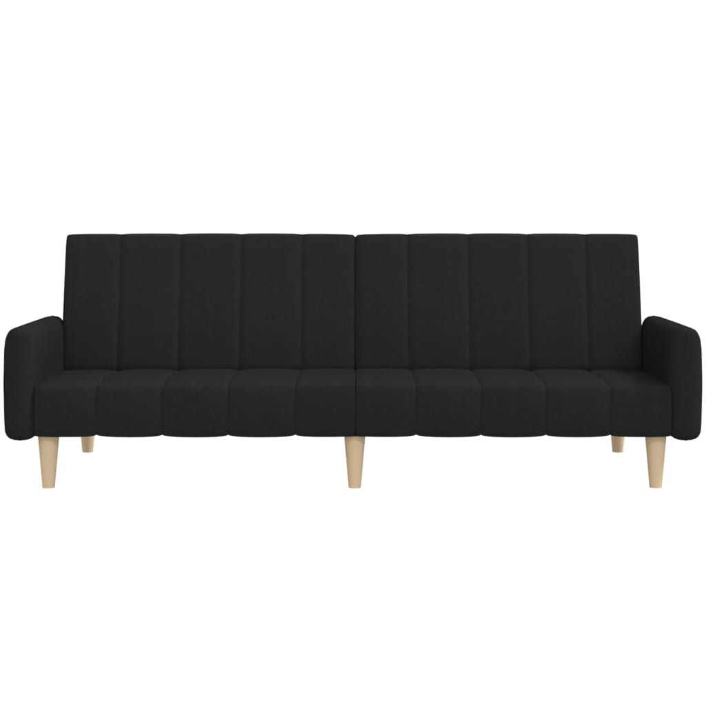 vidaXL Canapea extensibilă cu 2 locuri, negru, material textil
