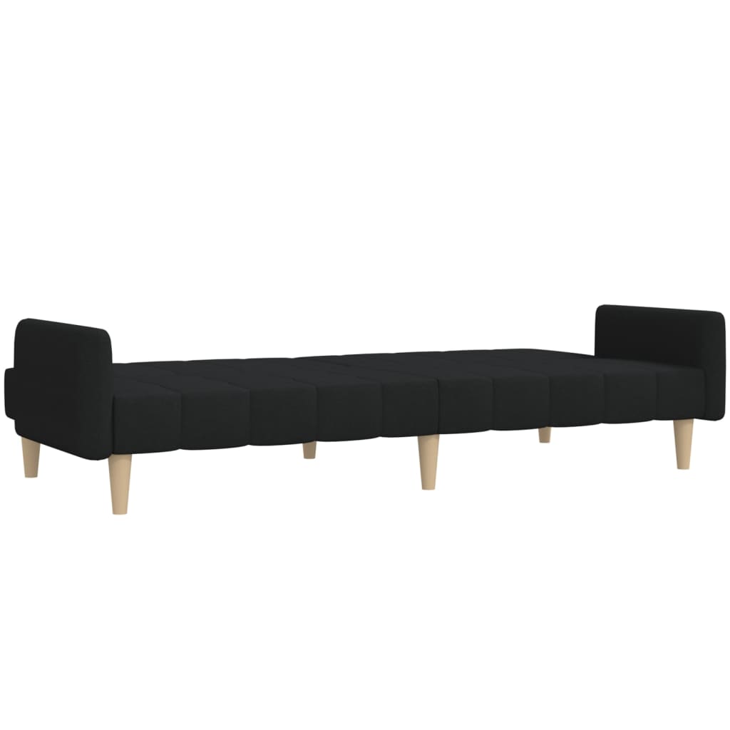 vidaXL Canapea extensibilă cu 2 locuri, negru, material textil