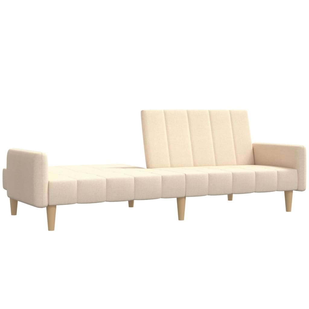 vidaXL Canapea extensibilă cu 2 locuri, crem, material textil vidaXL Canapea extensibilă cu 2 locuri, crem, material textil