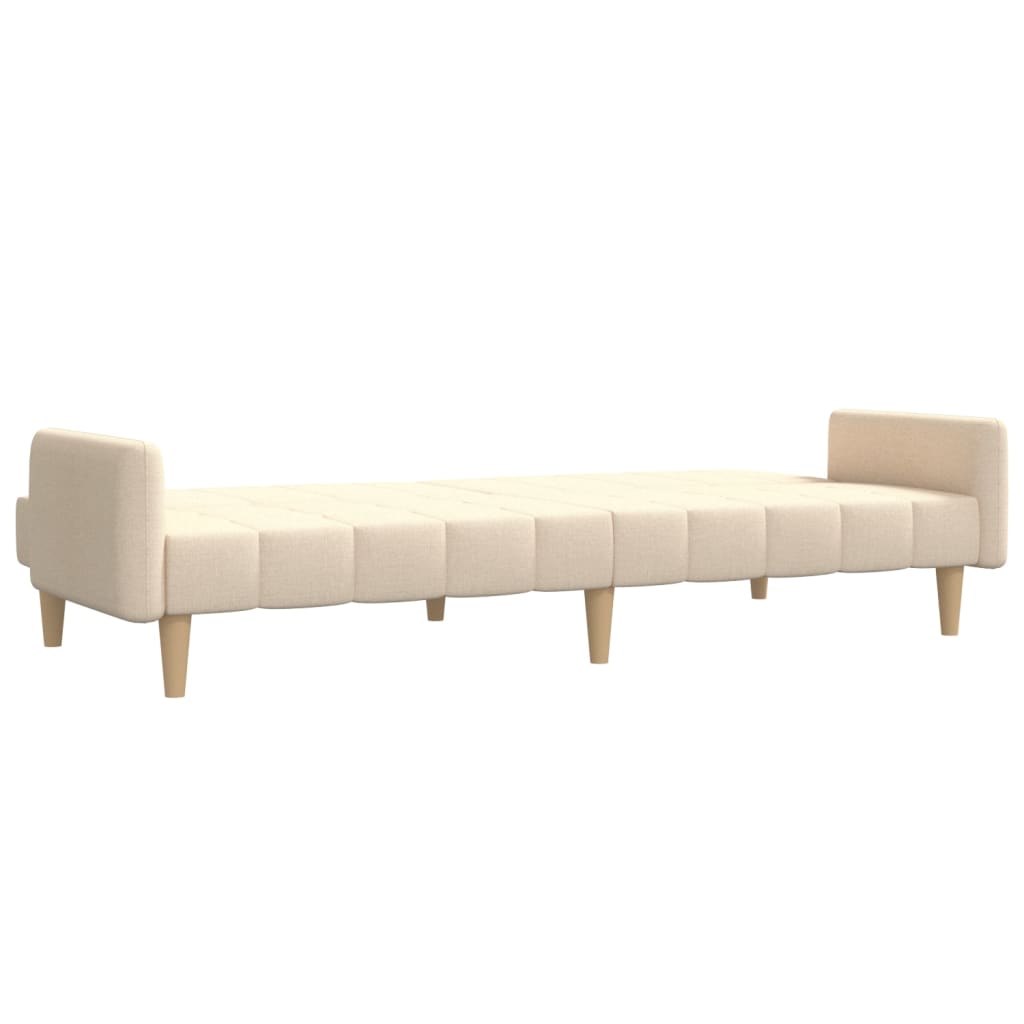 vidaXL Canapea extensibilă cu 2 locuri, crem, material textil vidaXL Canapea extensibilă cu 2 locuri, crem, material textil