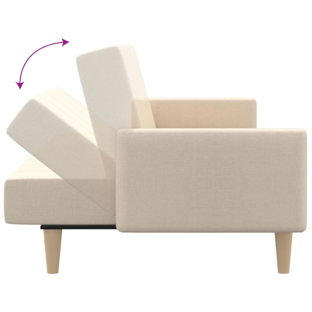 vidaXL Canapea extensibilă cu 2 locuri, crem, material textil vidaXL Canapea extensibilă cu 2 locuri, crem, material textil