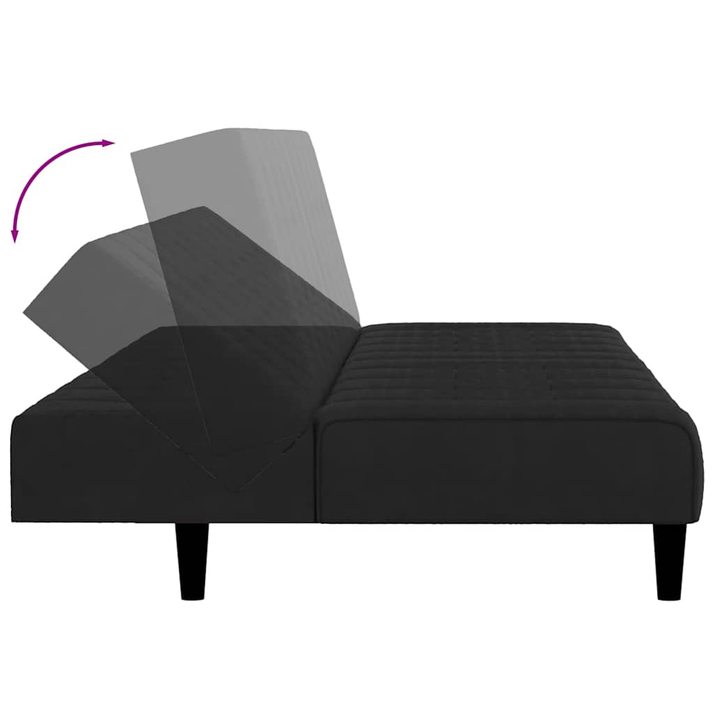 vidaXL Canapea extensibilă cu 2 locuri, negru, catifea