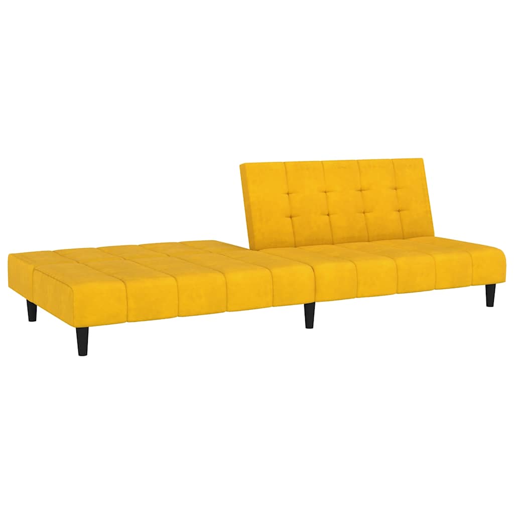 vidaXL Canapea extensibilă cu 2 locuri, galben, catifea