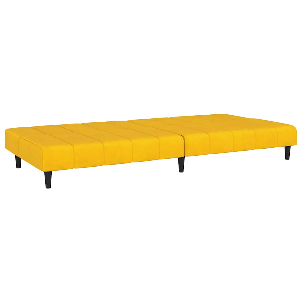 vidaXL Canapea extensibilă cu 2 locuri, galben, catifea