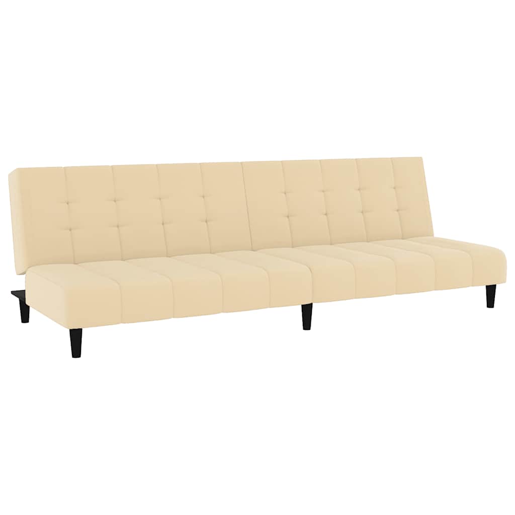 vidaXL Canapea extensibilă cu 2 locuri, crem, catifea vidaXL Canapea extensibilă cu 2 locuri, crem, catifea