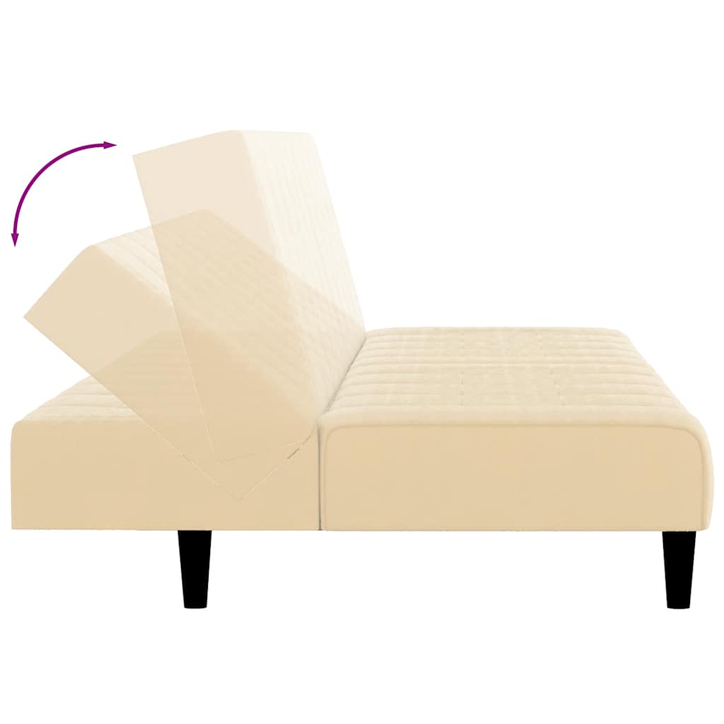 vidaXL Canapea extensibilă cu 2 locuri, crem, catifea vidaXL Canapea extensibilă cu 2 locuri, crem, catifea
