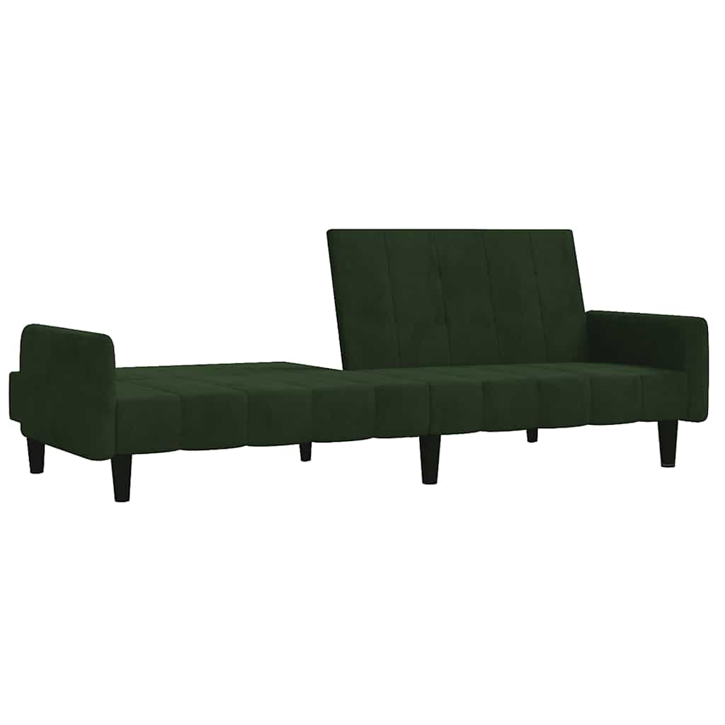 vidaXL Canapea extensibilă cu 2 locuri, verde închis, catifea