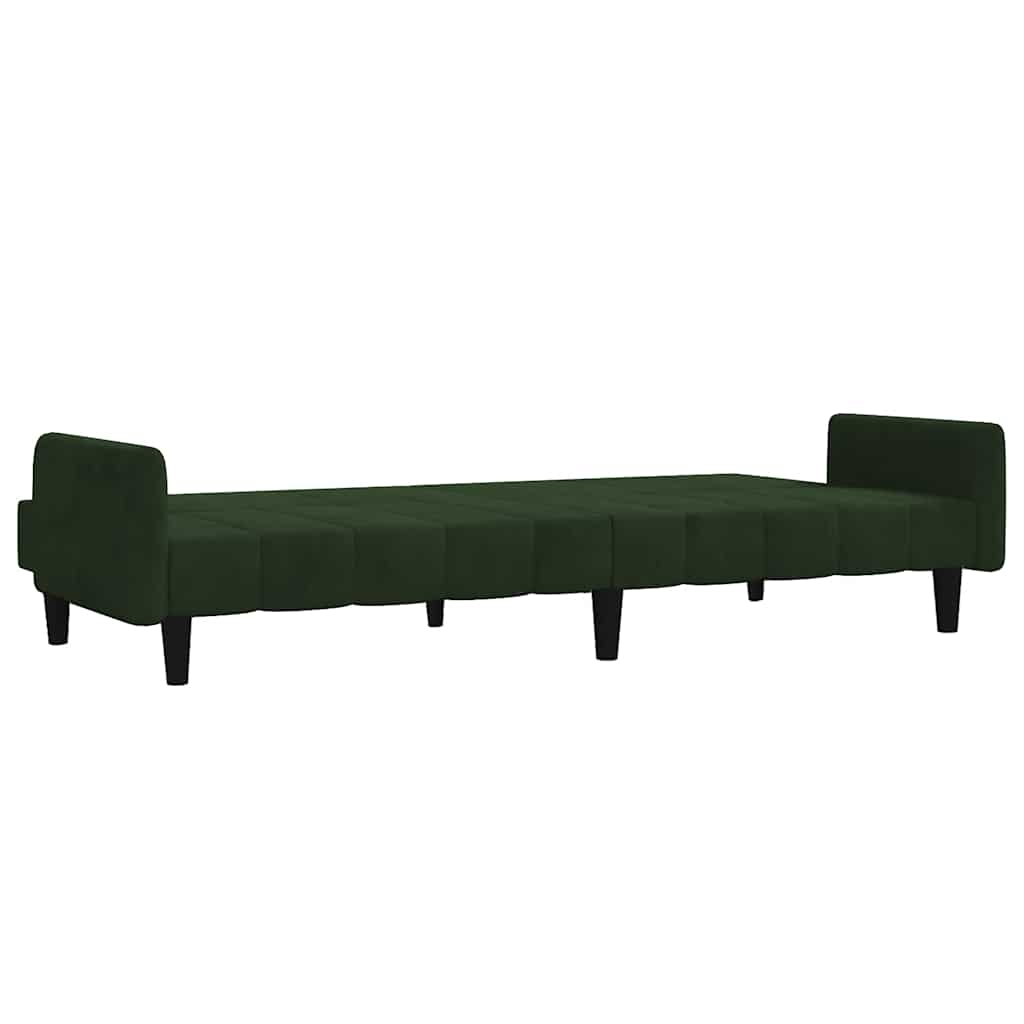 vidaXL Canapea extensibilă cu 2 locuri, verde închis, catifea