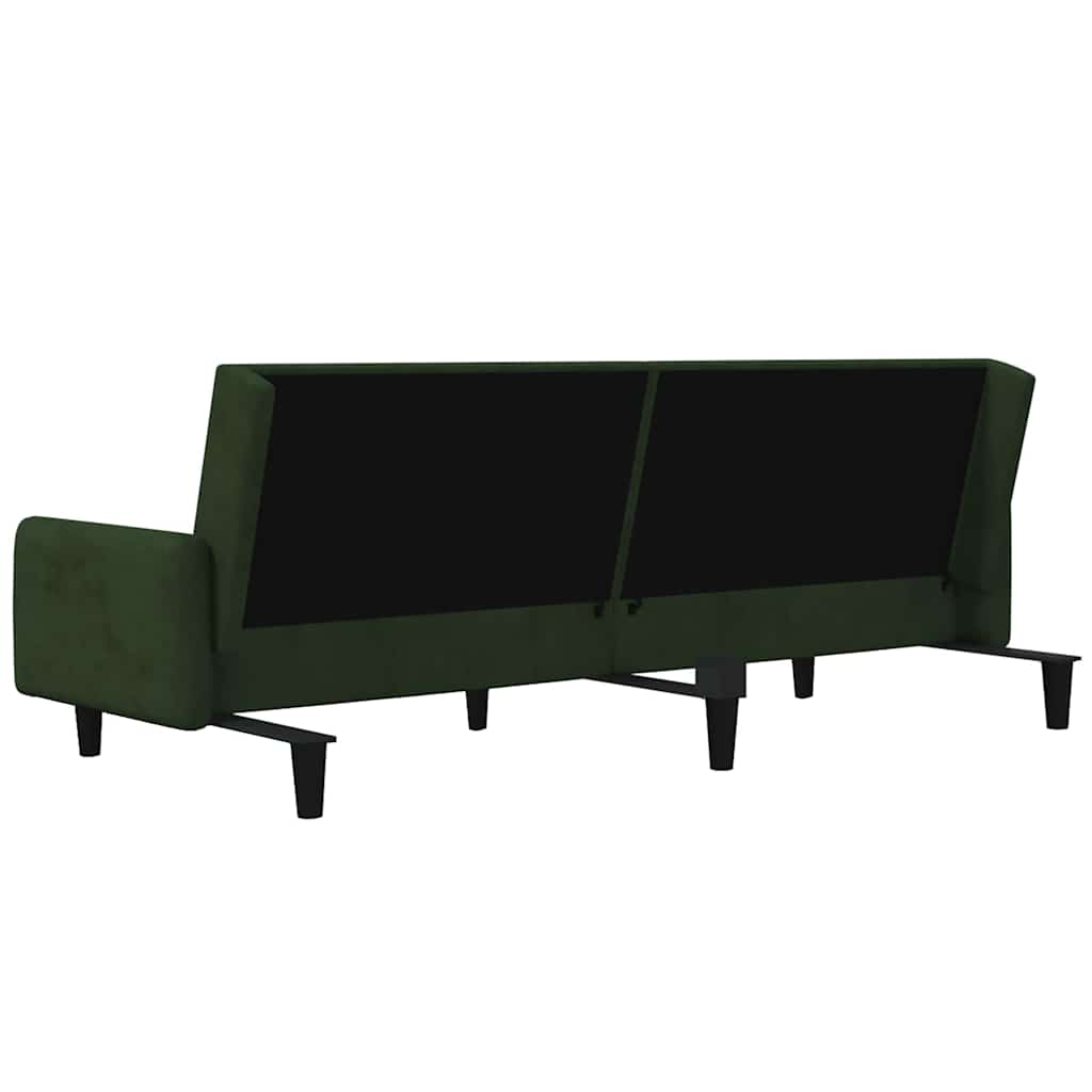 vidaXL Canapea extensibilă cu 2 locuri, verde închis, catifea