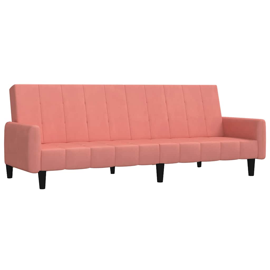 vidaXL Canapea extensibilă cu 2 locuri, roz, catifea