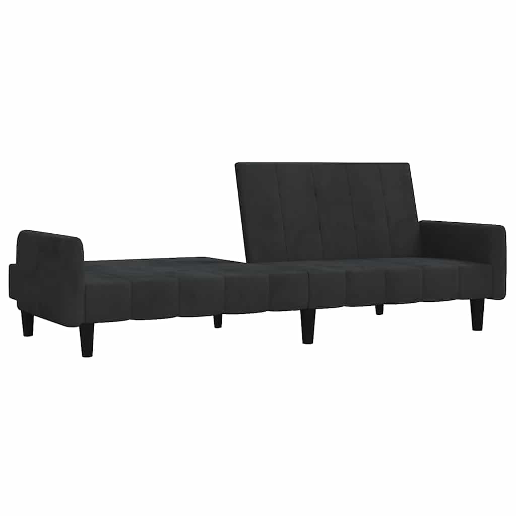 vidaXL Canapea extensibilă cu 2 locuri, negru, catifea