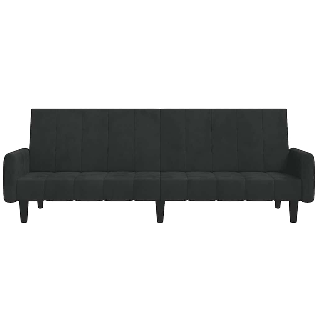 vidaXL Canapea extensibilă cu 2 locuri, negru, catifea