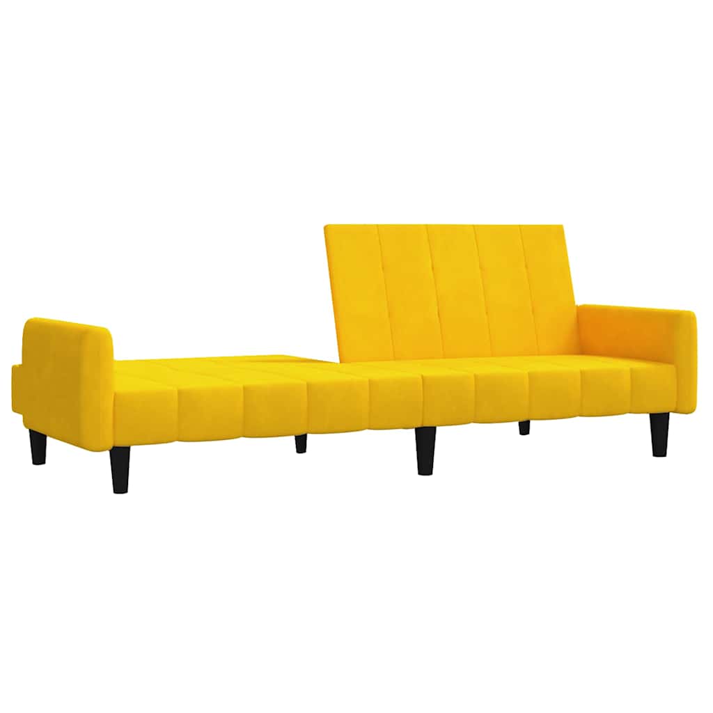 vidaXL Canapea extensibilă cu 2 locuri, galben, catifea