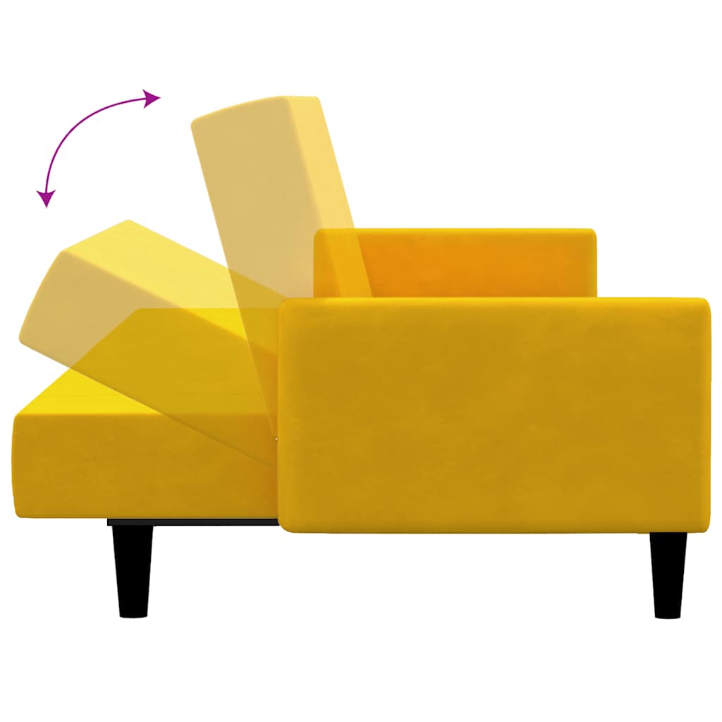 vidaXL Canapea extensibilă cu 2 locuri, galben, catifea