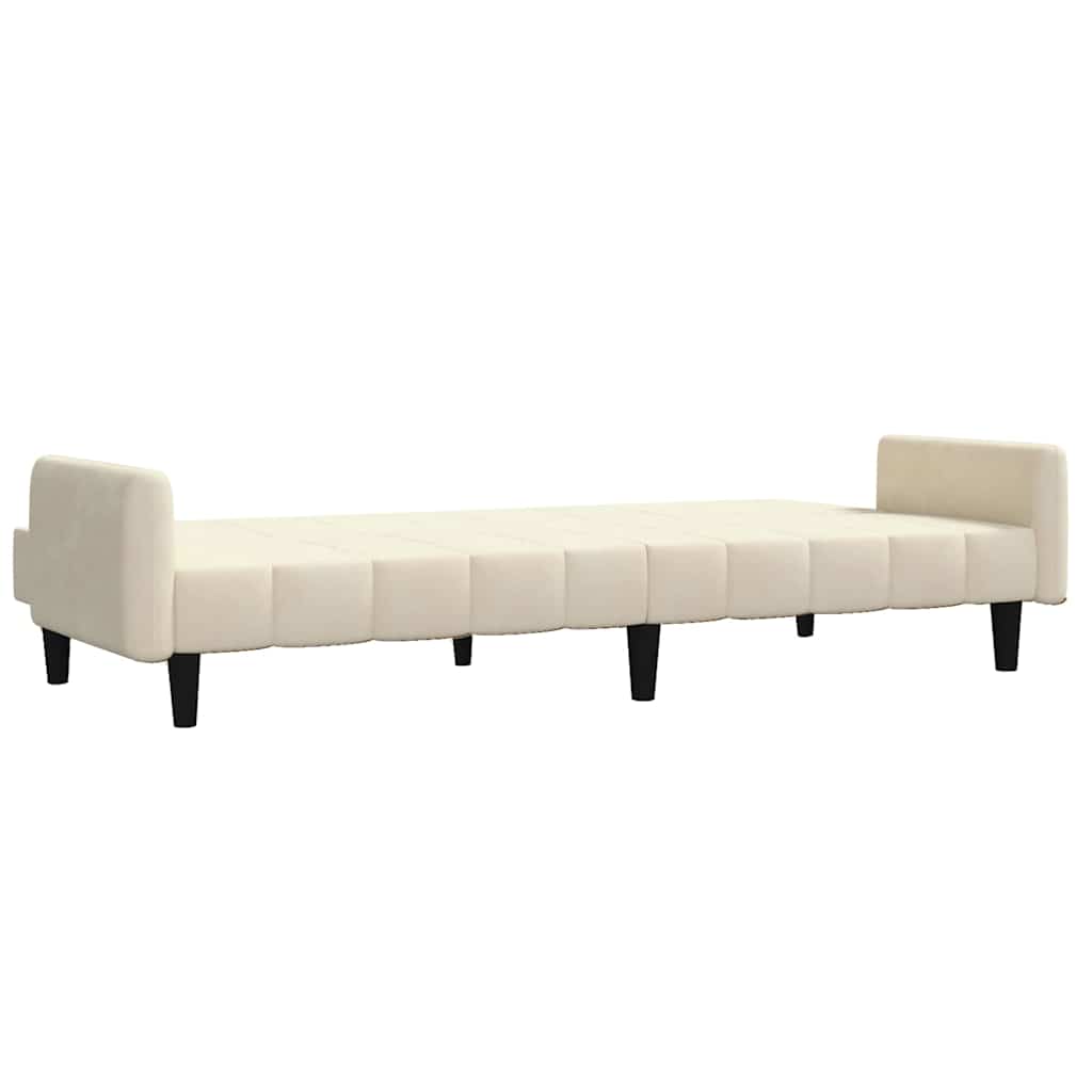 vidaXL Canapea extensibilă cu 2 locuri, crem, catifea vidaXL Canapea extensibilă cu 2 locuri, crem, catifea