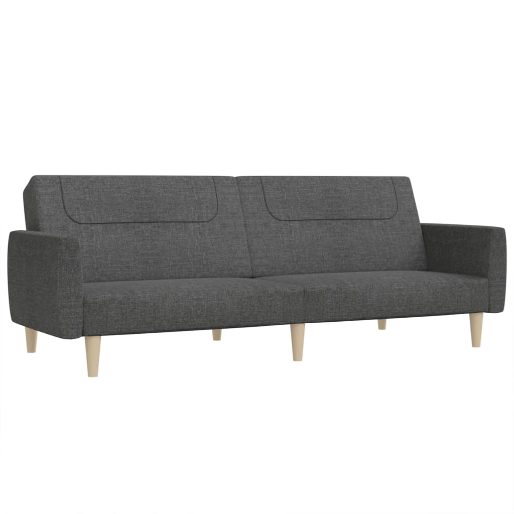 vidaXL Canapea extensibilă cu 2 locuri, gri închis, textil