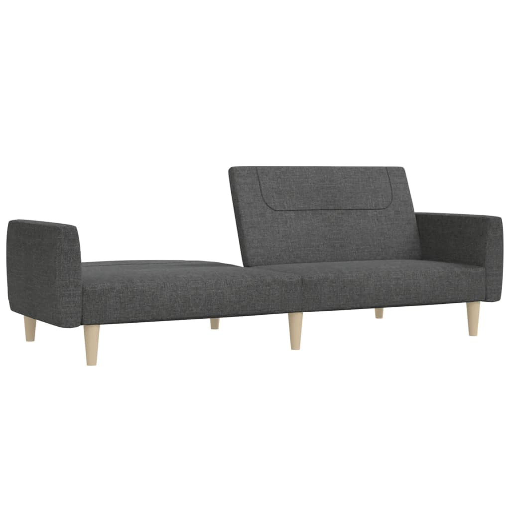 vidaXL Canapea extensibilă cu 2 locuri, gri închis, textil