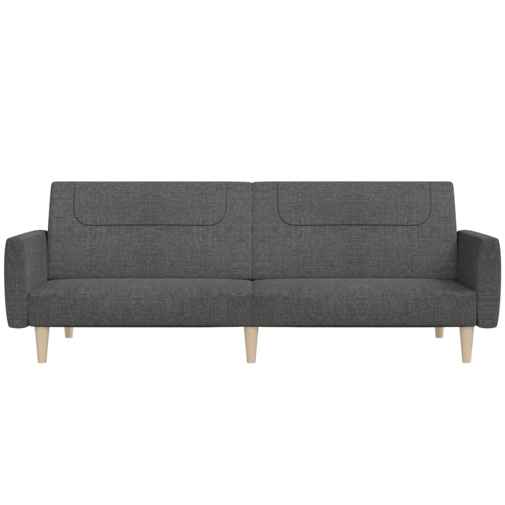 vidaXL Canapea extensibilă cu 2 locuri, gri închis, textil
