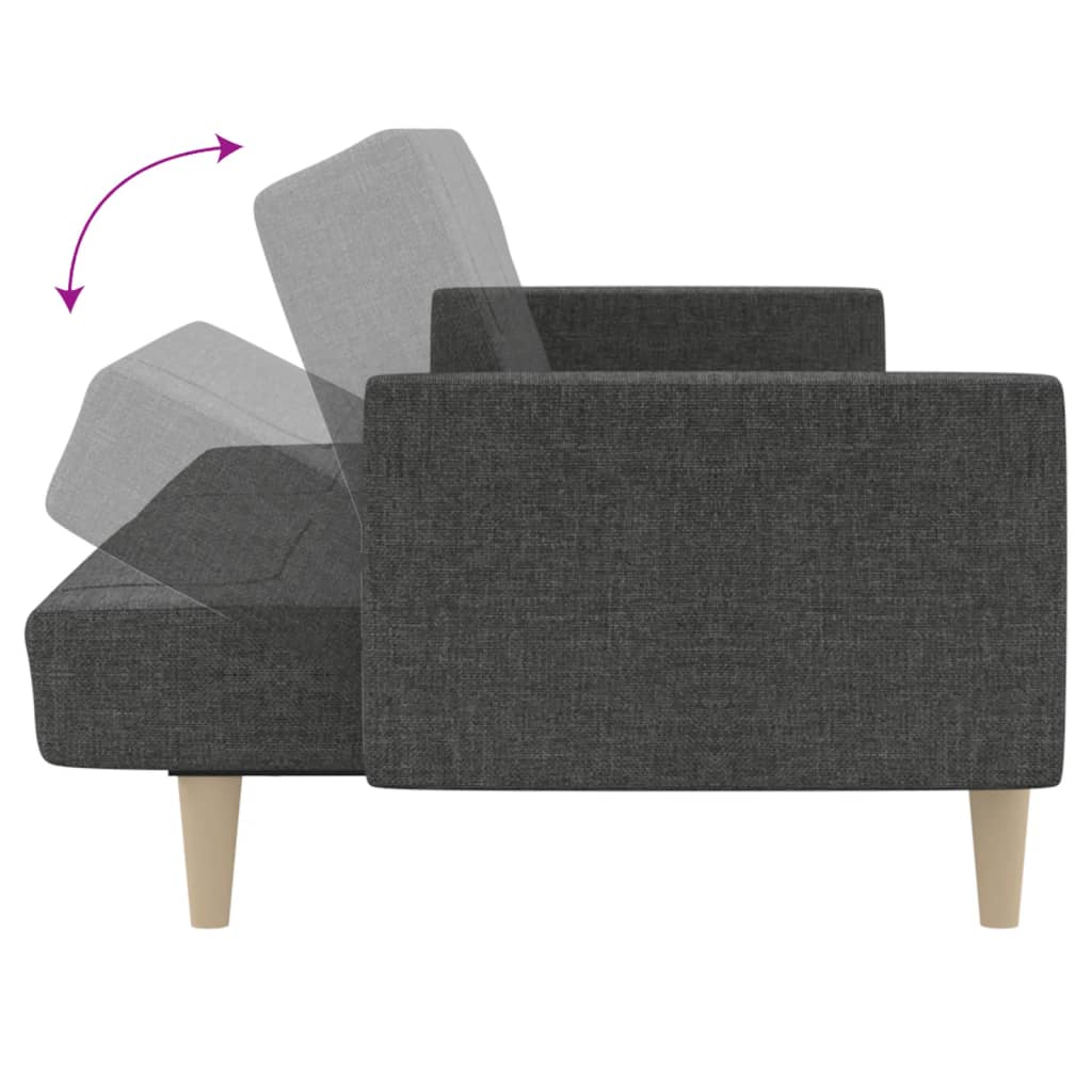 vidaXL Canapea extensibilă cu 2 locuri, gri închis, textil