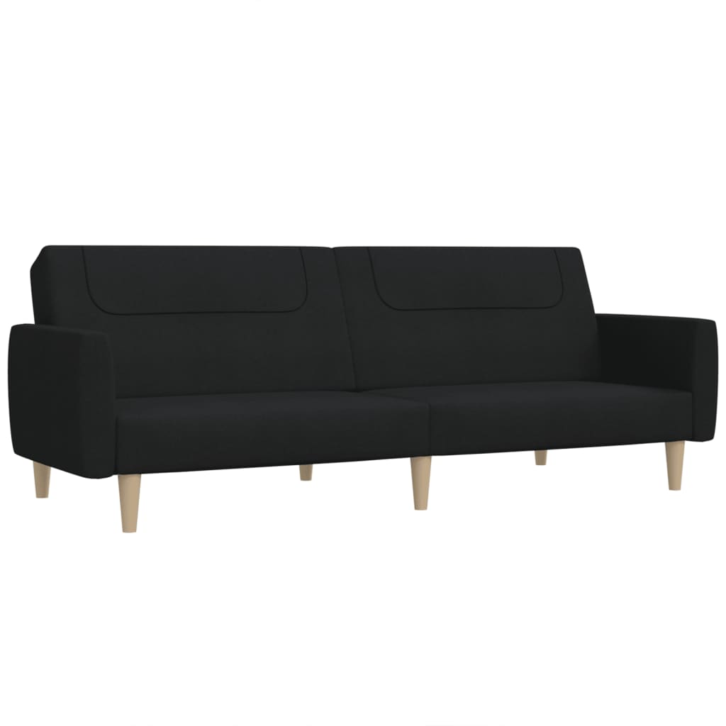 vidaXL Canapea extensibilă cu 2 locuri, negru, material textil