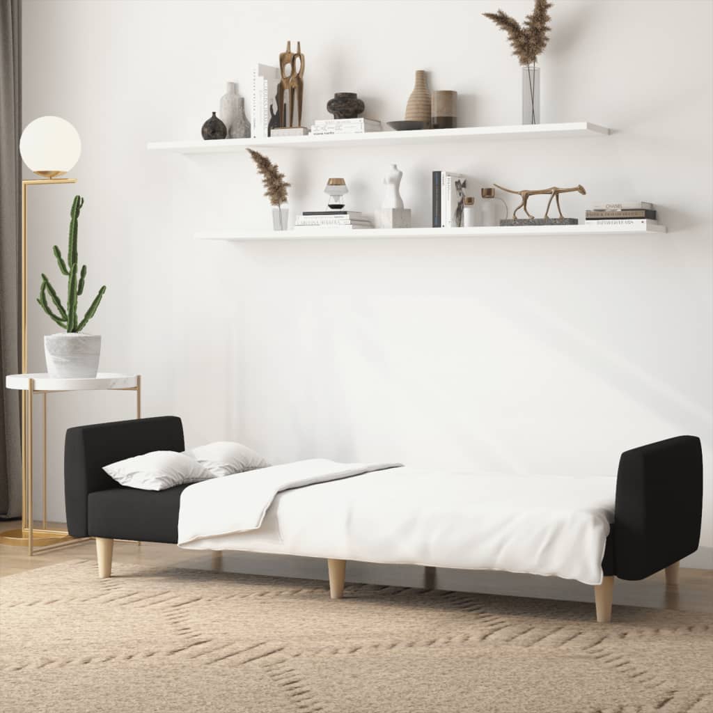vidaXL Canapea extensibilă cu 2 locuri, negru, material textil