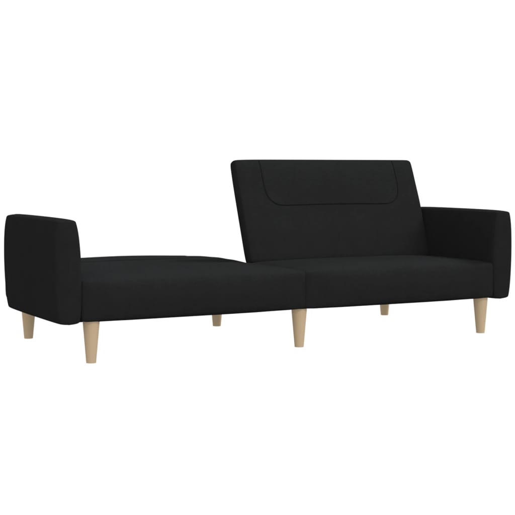 vidaXL Canapea extensibilă cu 2 locuri, negru, material textil