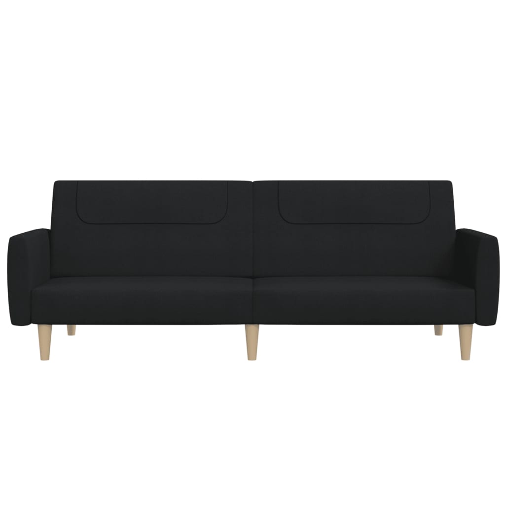 vidaXL Canapea extensibilă cu 2 locuri, negru, material textil
