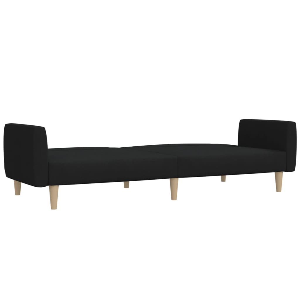 vidaXL Canapea extensibilă cu 2 locuri, negru, material textil
