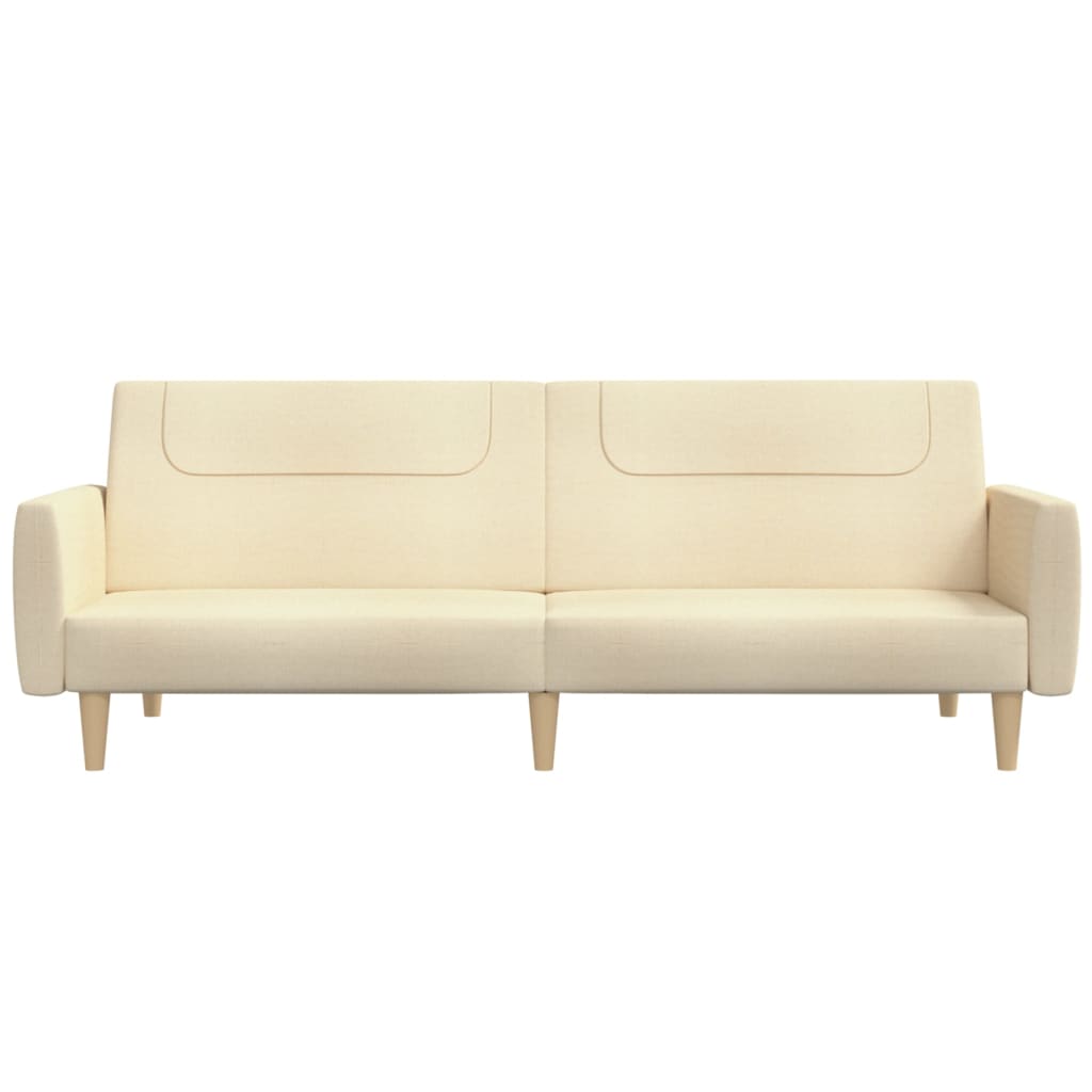 vidaXL Canapea extensibilă cu 2 locuri, crem, material textil vidaXL Canapea extensibilă cu 2 locuri, crem, material textil