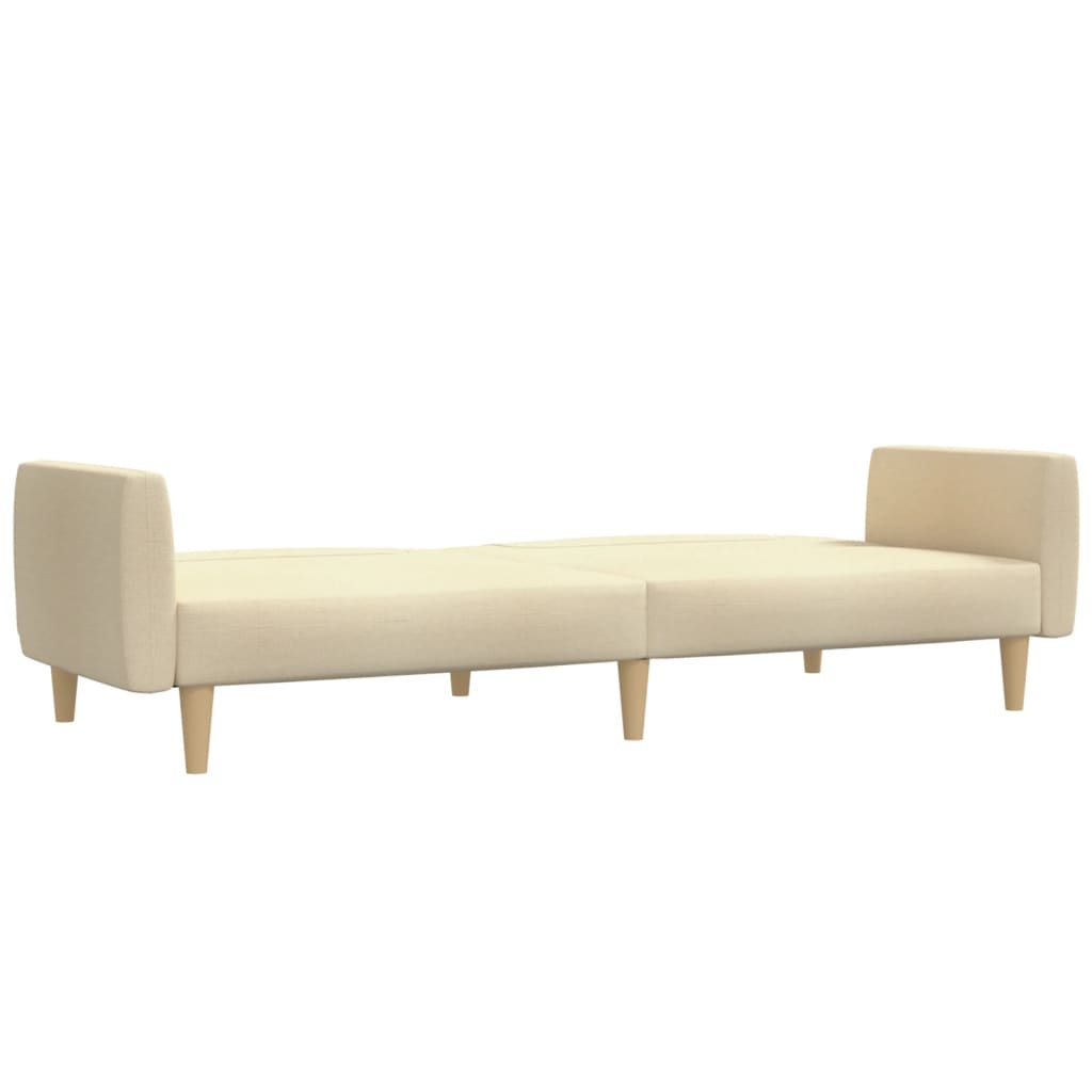 vidaXL Canapea extensibilă cu 2 locuri, crem, material textil vidaXL Canapea extensibilă cu 2 locuri, crem, material textil