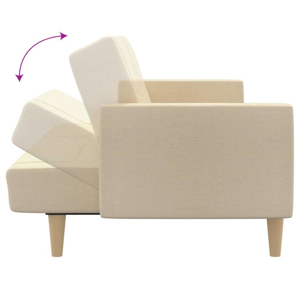 vidaXL Canapea extensibilă cu 2 locuri, crem, material textil vidaXL Canapea extensibilă cu 2 locuri, crem, material textil