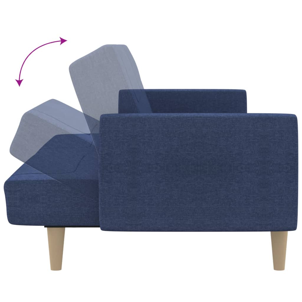 vidaXL Canapea extensibilă cu 2 locuri, albastru, material textil