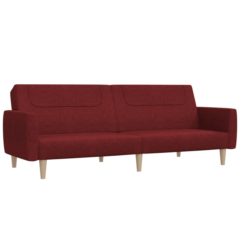 vidaXL Canapea extensibilă cu 2 locuri, roșu vin, material textil
