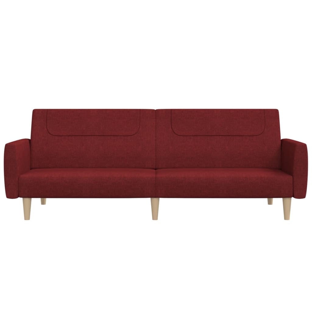 vidaXL Canapea extensibilă cu 2 locuri, roșu vin, material textil