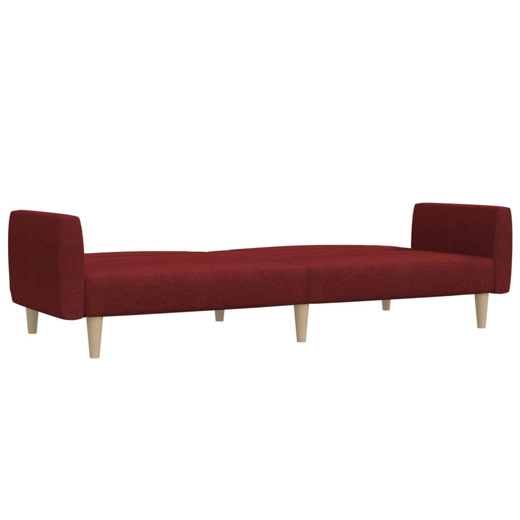 vidaXL Canapea extensibilă cu 2 locuri, roșu vin, material textil