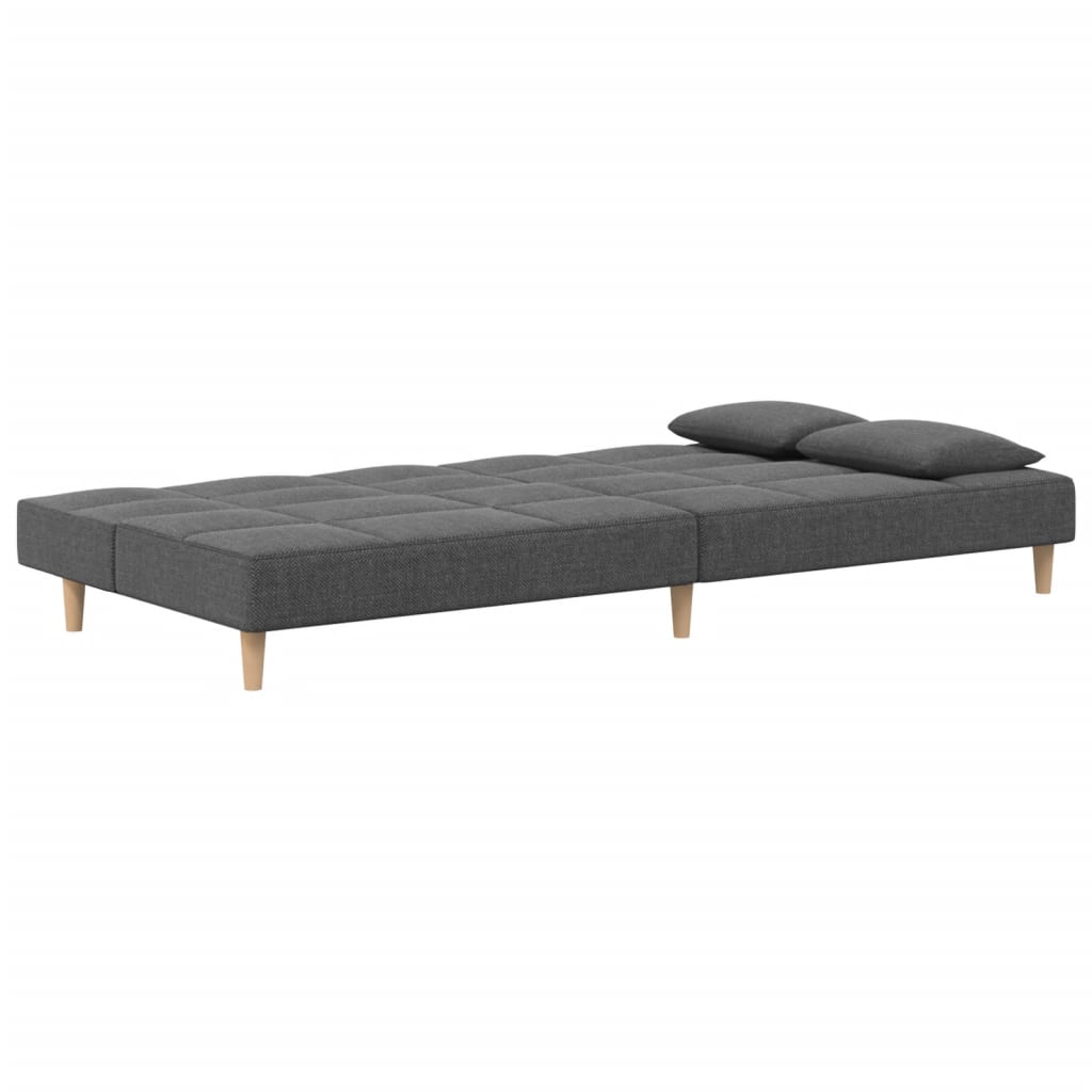 vidaXL Canapea extensibilă cu 2 locuri, 2 perne, gri deschis, textil