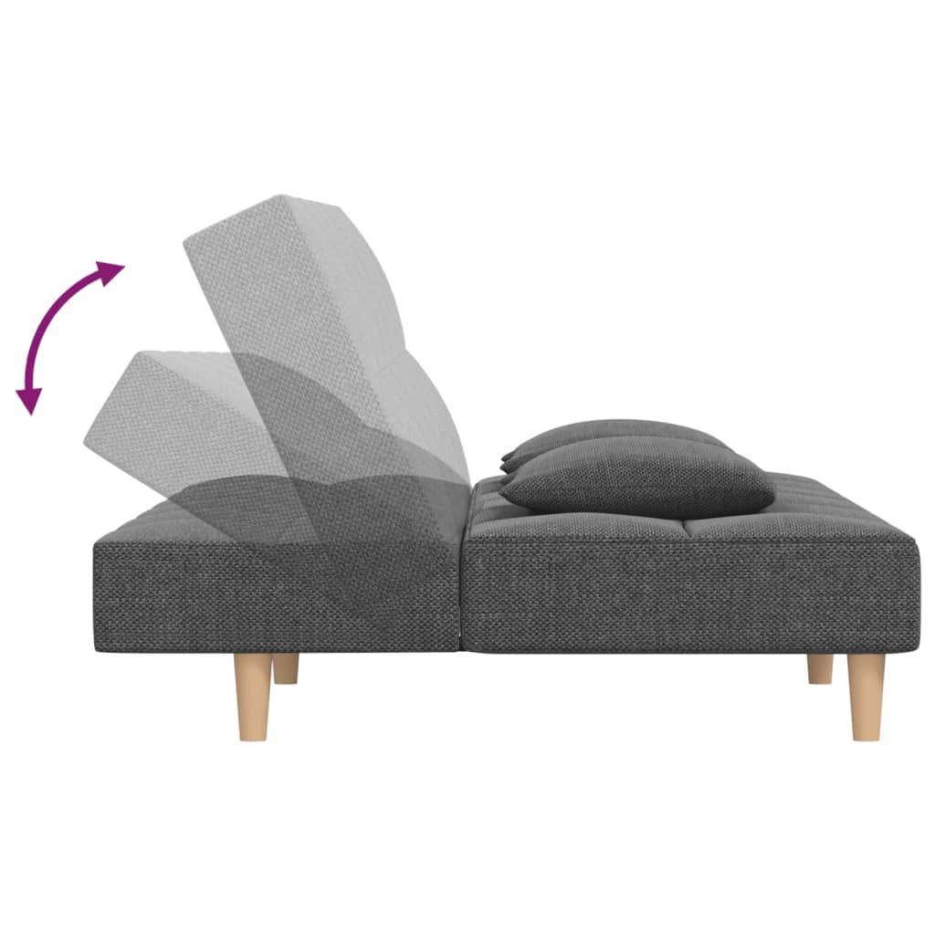 vidaXL Canapea extensibilă cu 2 locuri, 2 perne, gri deschis, textil
