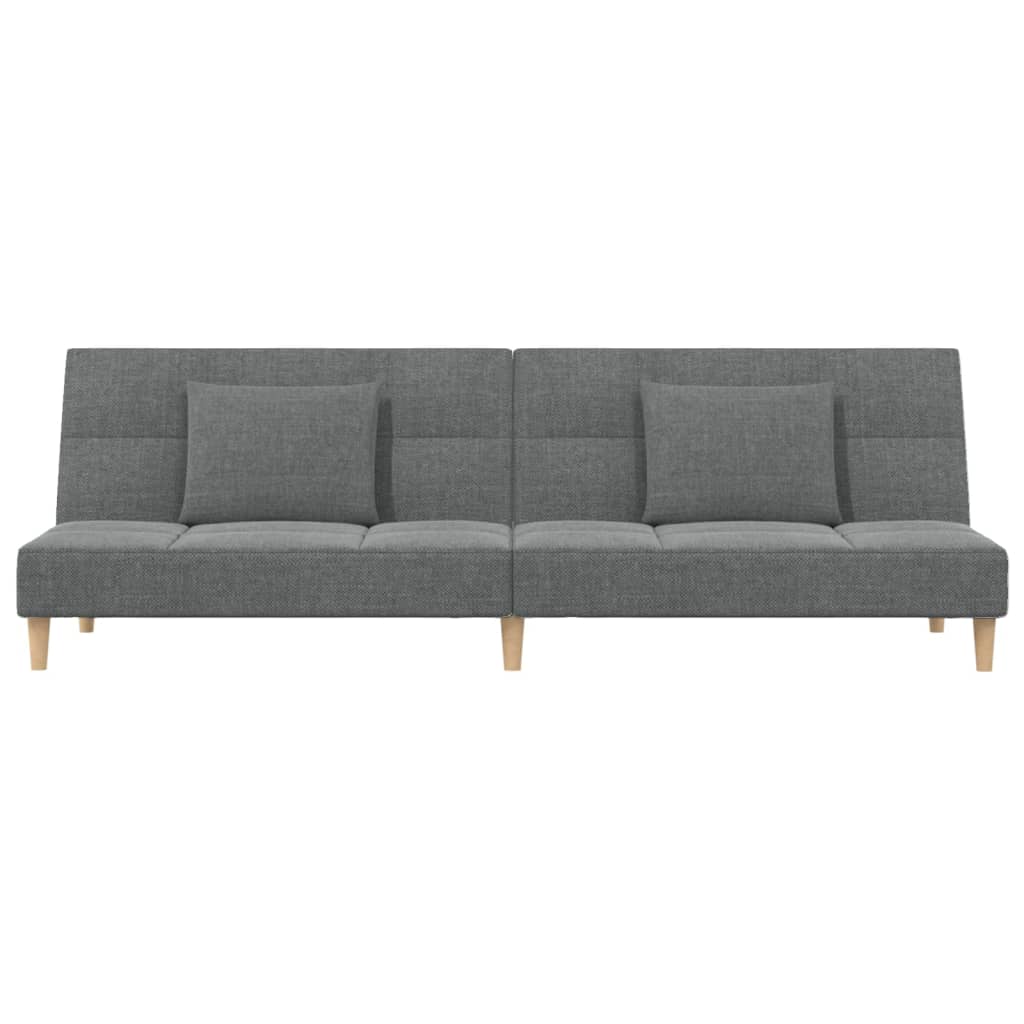 vidaXL Canapea extensibilă cu 2 locuri, 2 perne, gri închis, textil vidaXL Canapea extensibilă cu 2 locuri, 2 perne, gri închis, textil
