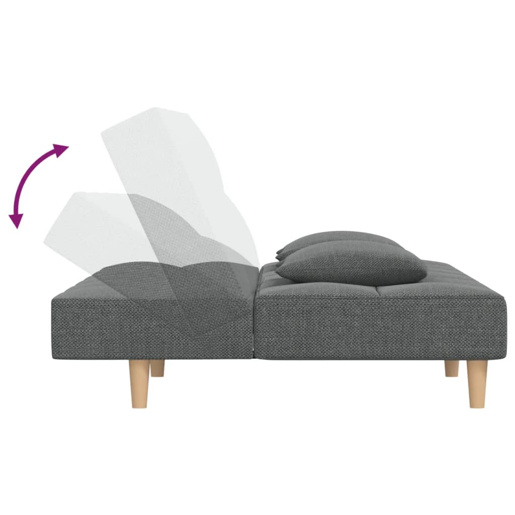 vidaXL Canapea extensibilă cu 2 locuri, 2 perne, gri închis, textil vidaXL Canapea extensibilă cu 2 locuri, 2 perne, gri închis, textil