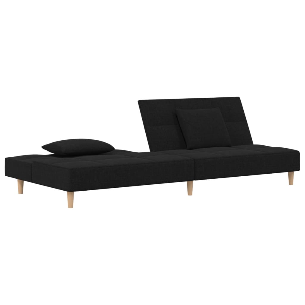vidaXL Canapea extensibilă cu 2 locuri, 2 perne, negru, textil vidaXL Canapea extensibilă cu 2 locuri, 2 perne, negru, textil