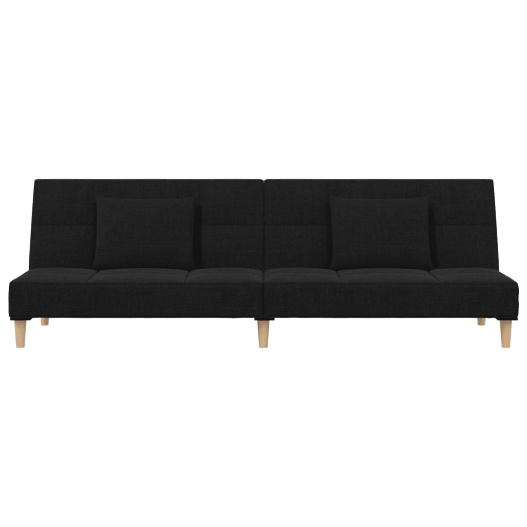 vidaXL Canapea extensibilă cu 2 locuri, 2 perne, negru, textil vidaXL Canapea extensibilă cu 2 locuri, 2 perne, negru, textil