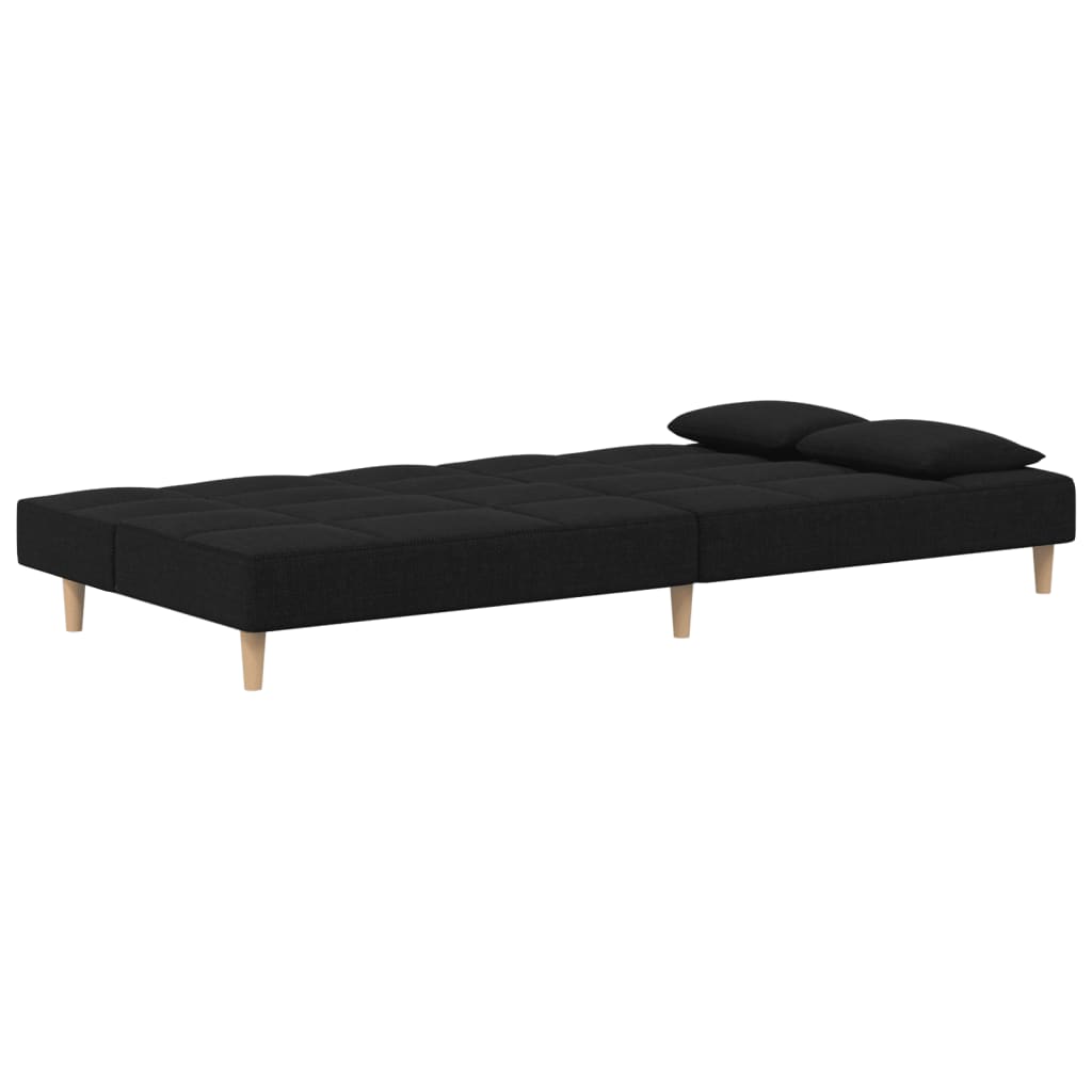 vidaXL Canapea extensibilă cu 2 locuri, 2 perne, negru, textil vidaXL Canapea extensibilă cu 2 locuri, 2 perne, negru, textil