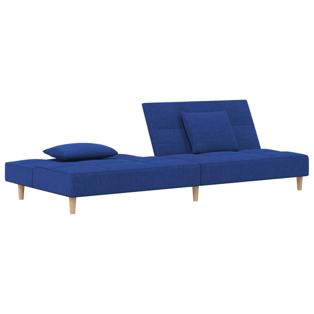 vidaXL Canapea extensibilă cu 2 locuri, 2 perne, albastru, textil vidaXL Canapea extensibilă cu 2 locuri, 2 perne, albastru, textil