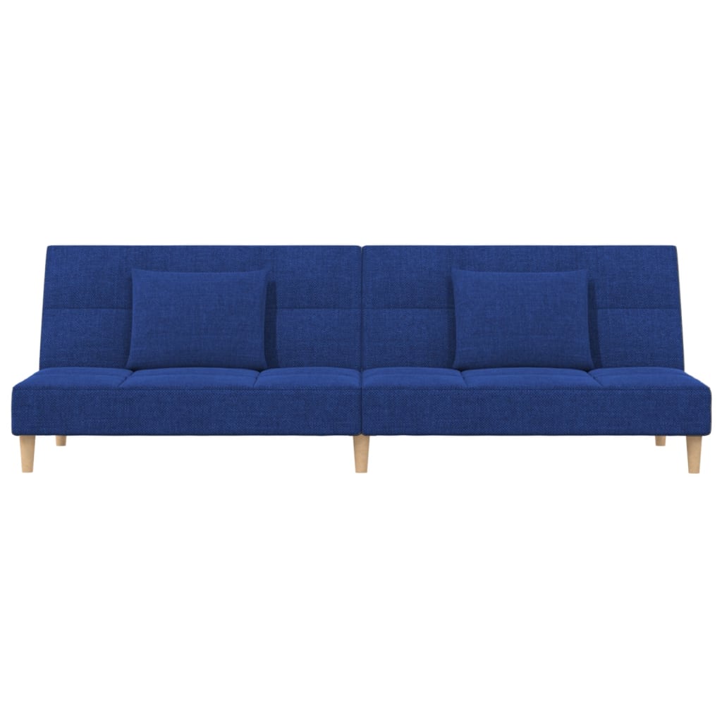 vidaXL Canapea extensibilă cu 2 locuri, 2 perne, albastru, textil vidaXL Canapea extensibilă cu 2 locuri, 2 perne, albastru, textil