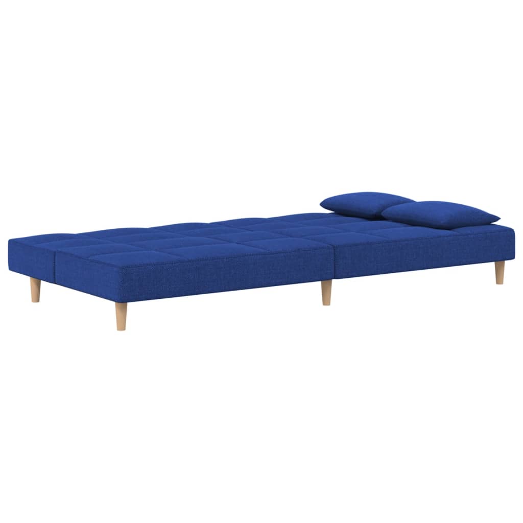 vidaXL Canapea extensibilă cu 2 locuri, 2 perne, albastru, textil vidaXL Canapea extensibilă cu 2 locuri, 2 perne, albastru, textil