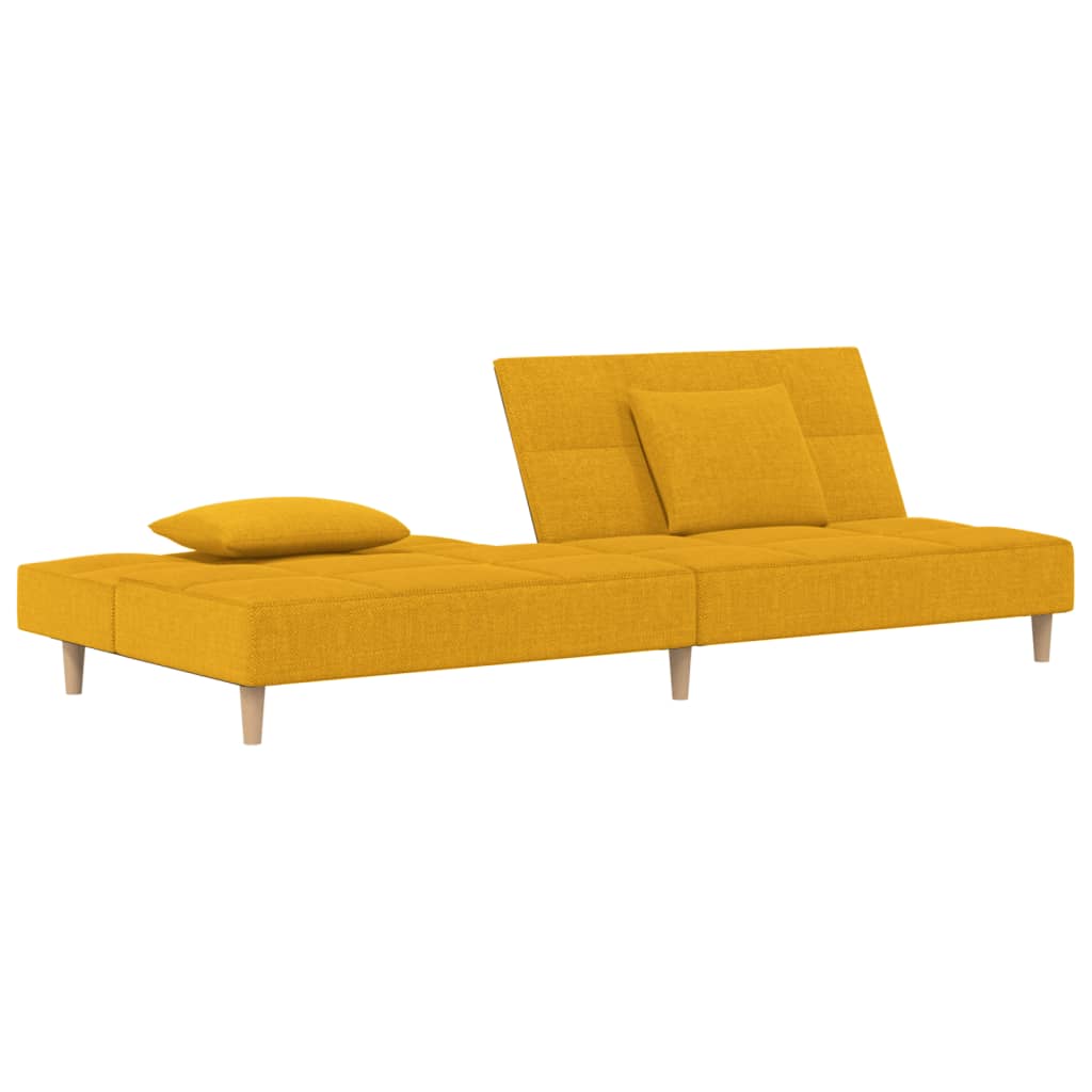 vidaXL Canapea extensibilă cu 2 locuri, 2 perne, galben, textil vidaXL Canapea extensibilă cu 2 locuri, 2 perne, galben, textil