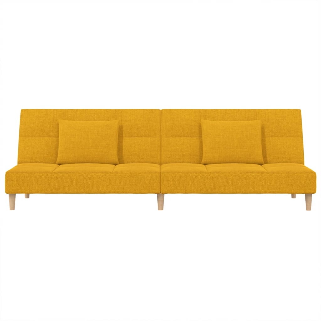 vidaXL Canapea extensibilă cu 2 locuri, 2 perne, galben, textil vidaXL Canapea extensibilă cu 2 locuri, 2 perne, galben, textil