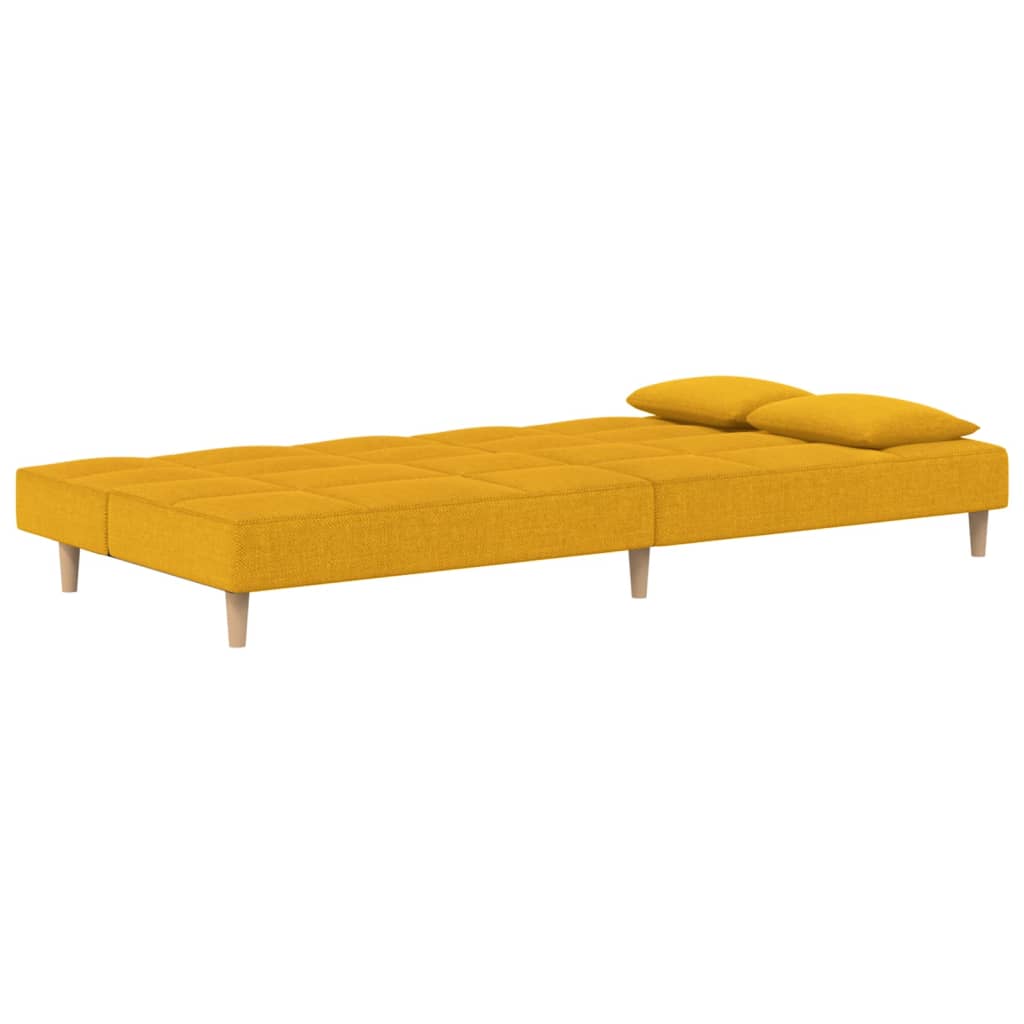 vidaXL Canapea extensibilă cu 2 locuri, 2 perne, galben, textil vidaXL Canapea extensibilă cu 2 locuri, 2 perne, galben, textil