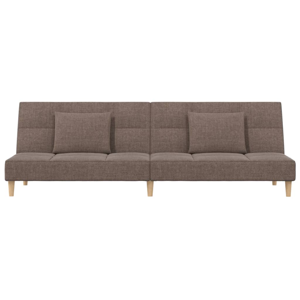 vidaXL Canapea extensibilă cu 2 locuri, 2 perne, gri taupe, textil